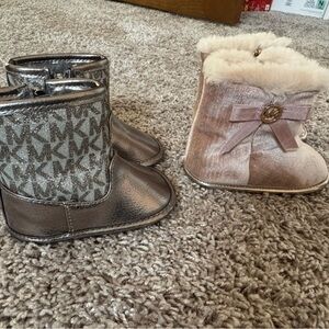 Michael Kors Silver and Pink Baby Booties